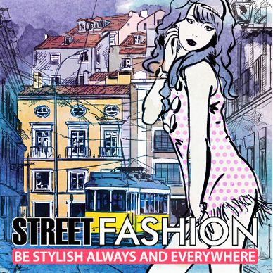 street stylish everywhere hand drawing background vector