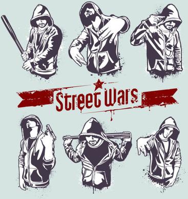 street wars vector silhouettes