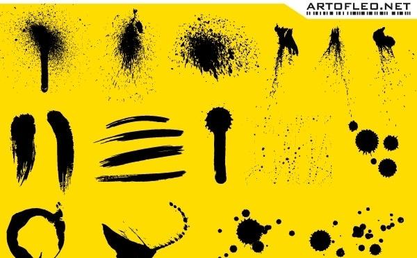 Stroke, ink and spray free vector on yellow background