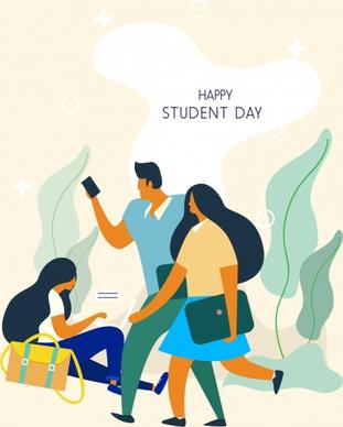 student day background young people icon cartoon character