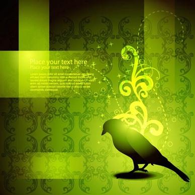 elegant card background classic bird silhouette decor