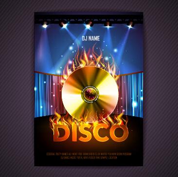 stylish disco party poster cover vector