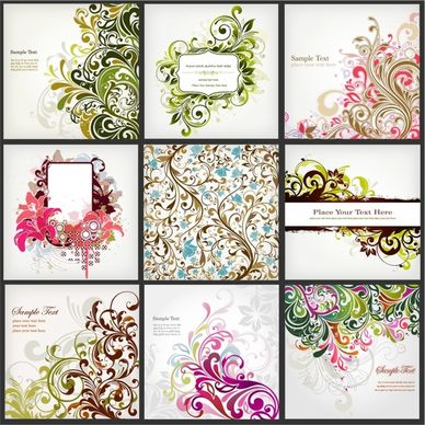 floral background templates colored classical curves decor