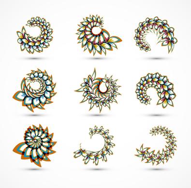 stylish flowers colorful set design vector design