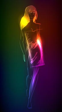 stylish neon woman vector art