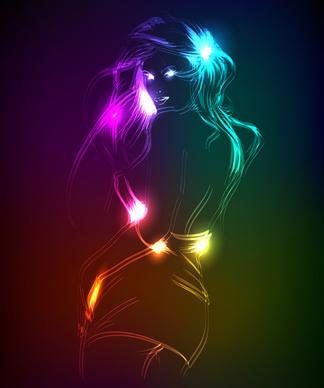 stylish neon woman vector art