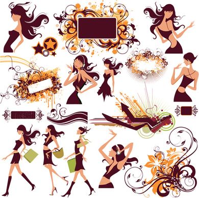 stylish with girls free vector collection