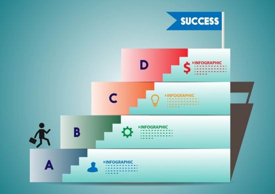success infographic horizontal stairs chart ornament