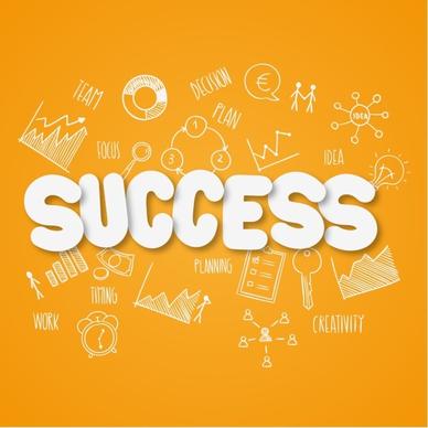 success sticker with hand drawn background vector