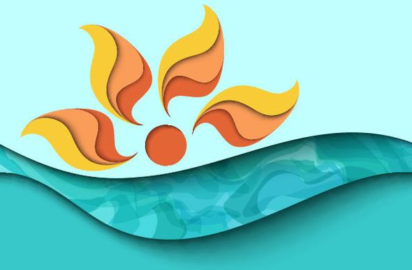 summer and cartoon waves background vector