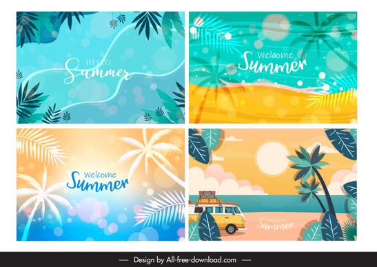 summer background templates vintage cocounut trees beach scene 