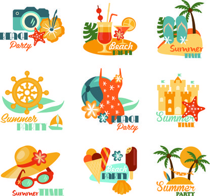summer beach holiday labels vintage vector