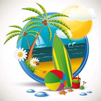 summer beach travel emblems