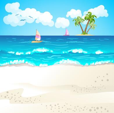 summer beach travel illustration background vector