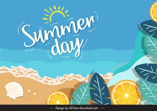 summer day background template vintage sea scene nature elements