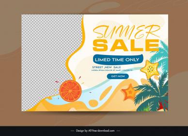 summer discount banner template dynamic checkered sea elements