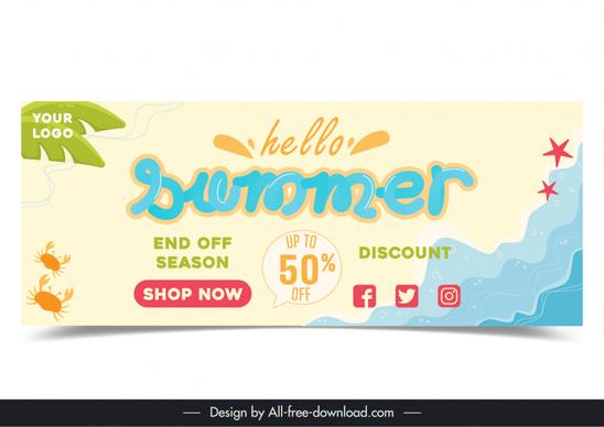 summer discount banner template dynamic sea elements 