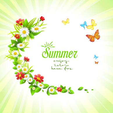 summer flower with butterflies background