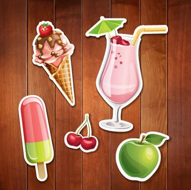 summer holiday food with wooden background vector