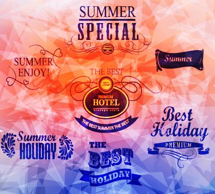 summer holiday labels typography vector