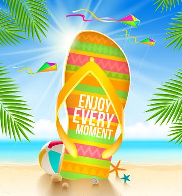 summer holiday slippers background vector