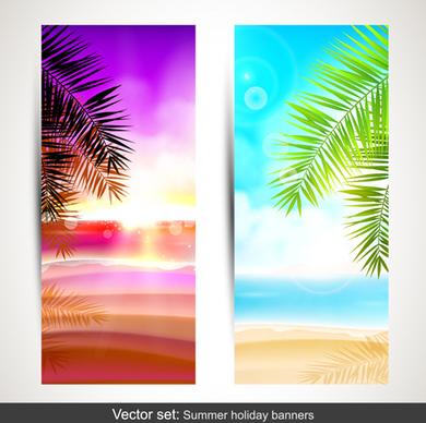 summer holidays banner vector set