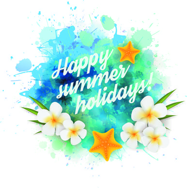 summer holidays elements with grunge background vector