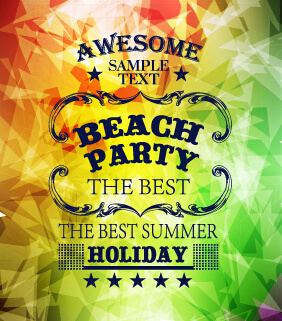 summer labels with geometric shapes background vector