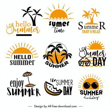 summer logo templates classical flat symbols sketch