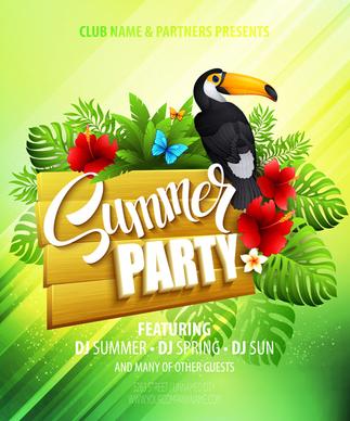 summer party flyer green style vector