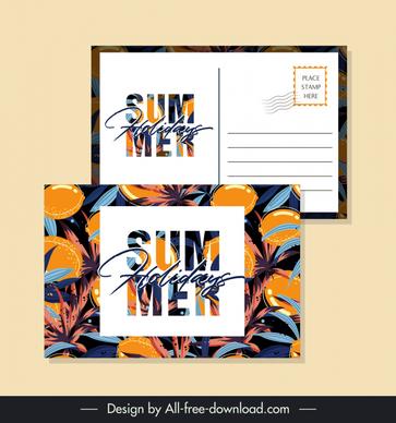 summer postcard templates contrast classic leaves fruits