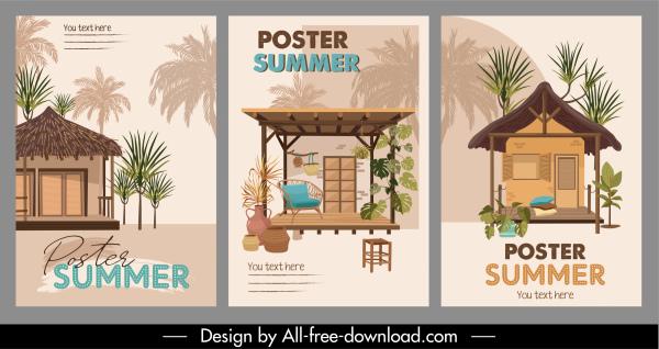 summer poster templates retro cottage decor