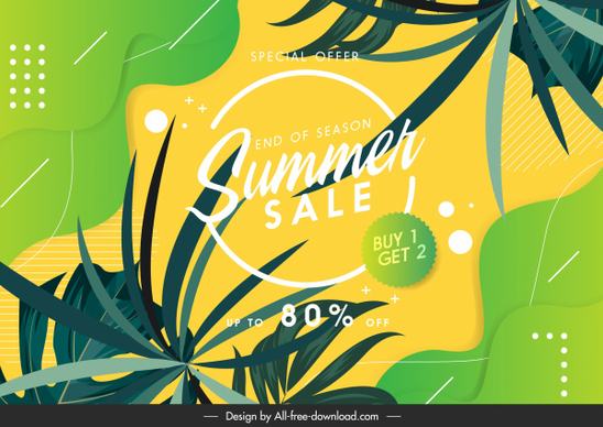 summer sale banner bright colorful nature elements decor