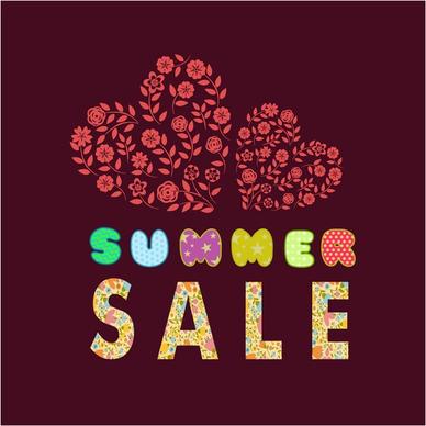 summer sale banner design with cute hearts style