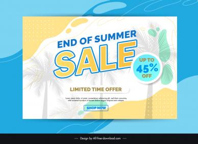 summer sale banner template flat silhouette coconut trees