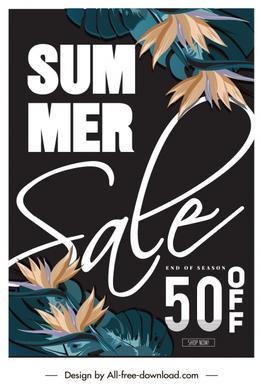 summer sale poster template dark classic floral decor