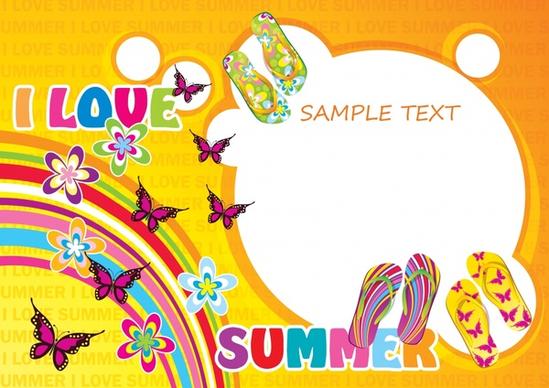 summer banner template colorful butterflies rainbow slippers decor