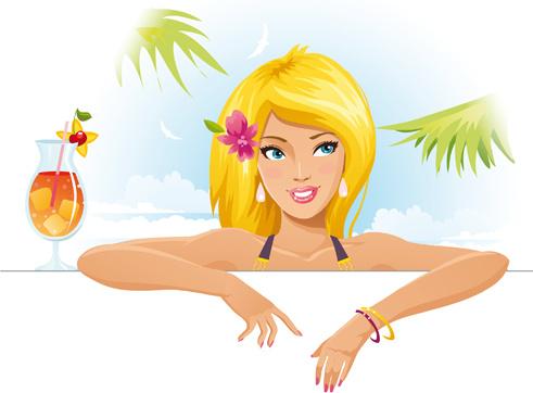summer sexy girls vector graphic set