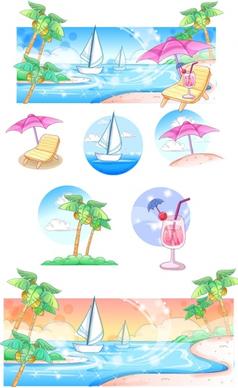 summer style handdrawn style vector series 3
