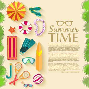 summer travel elements set vector background