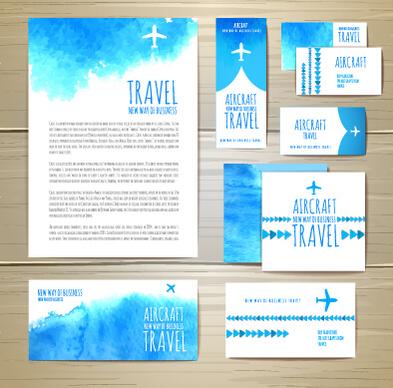 summer travel watercolor cards vector