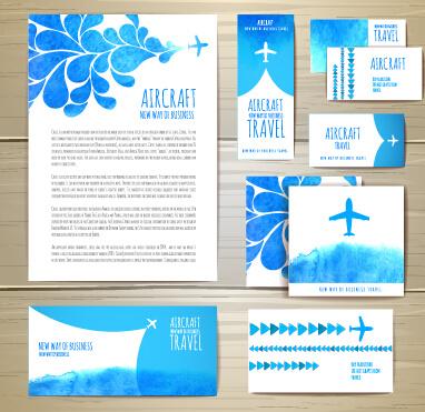 summer travel watercolor cards vector