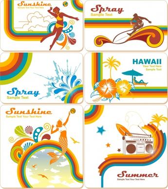 card templates summer theme sport tourism activities decor