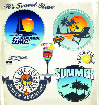 summer vacation travel labels with logos vector