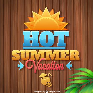 summer vacation wooden background vector