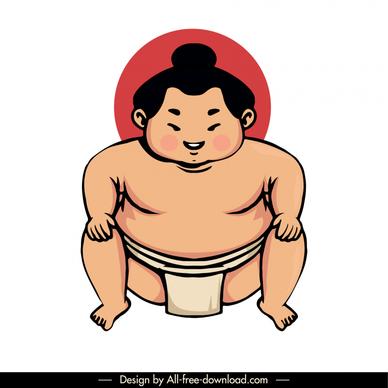 sumo art icon funny cartoon character sketch