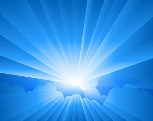 Sun Burst with Rays form Clouds Vector
