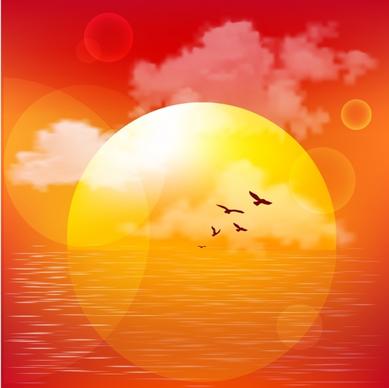 sun light on sea drawing colored bokeh design