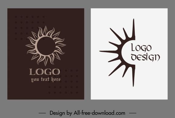 sun logo templates dark flat handdrawn sketch