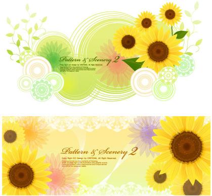 sunflower fantasy background vector
